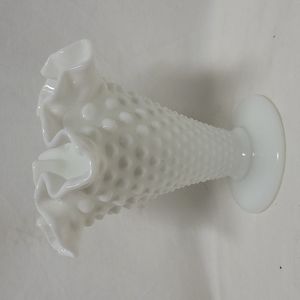 White Hobnail Milkglass Vase, Vintage